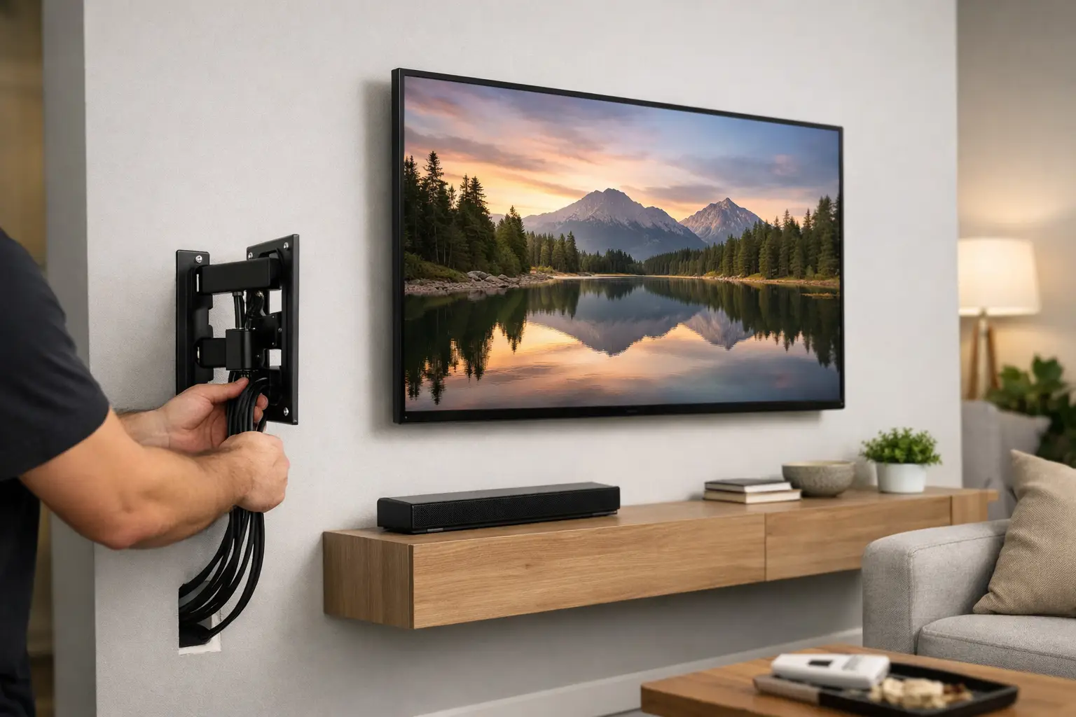 TV Wall Mounting With Hidden Wires Done Right